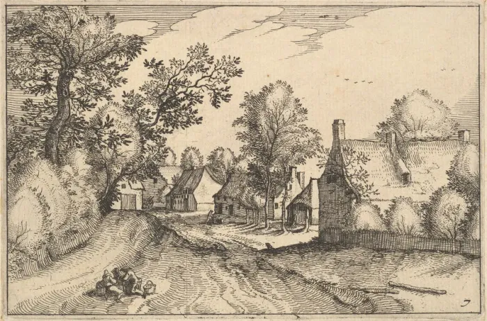 Framed Print : A Village Road, plate 7 from Regiunculae et Villae Aliquot Ducatus Brabantiae, ca. 1610