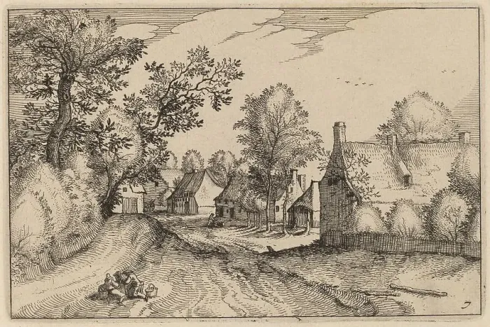 Framed Print : Village Road, published 1612. Creator: Claes Jansz Visscher Framed Print : Village Road, published 1612. Creator: Claes Jansz Visscher