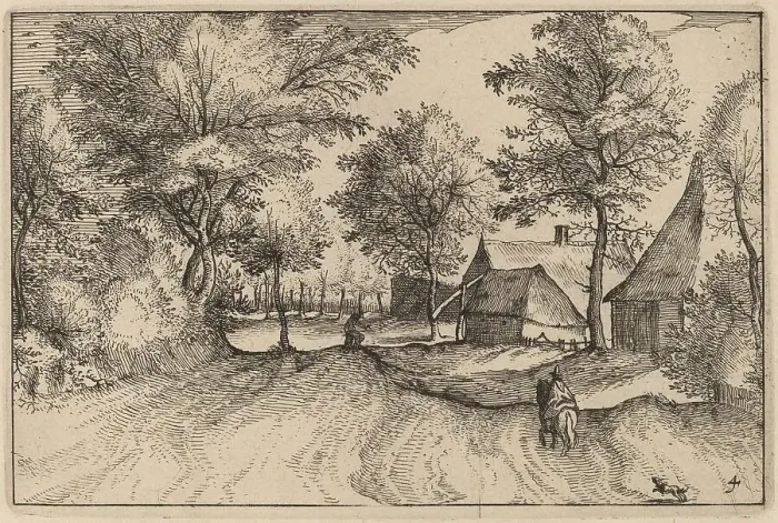 Framed Print : Village Road, published 1612. Creator: Claes Jansz Visscher Framed Print : Village Road, published 1612. Creator: Claes Jansz Visscher