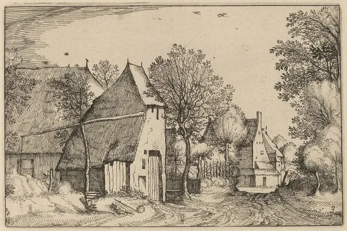 Framed Print : Village Road, published 1612. Creator: Claes Jansz Visscher Framed Print : Village Road, published 1612. Creator: Claes Jansz Visscher
