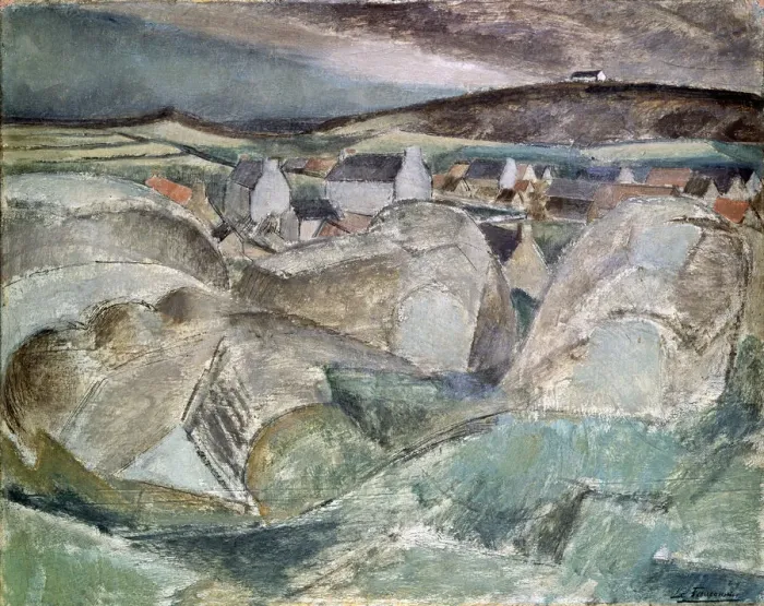 Framed Print : Village among the Rocks, c1910. Artist: Henri Victor Gabriel Le Fauconnier Framed Print : Village among the Rocks, c1910. Artist: Henri Victor Gabriel Le Fauconnier