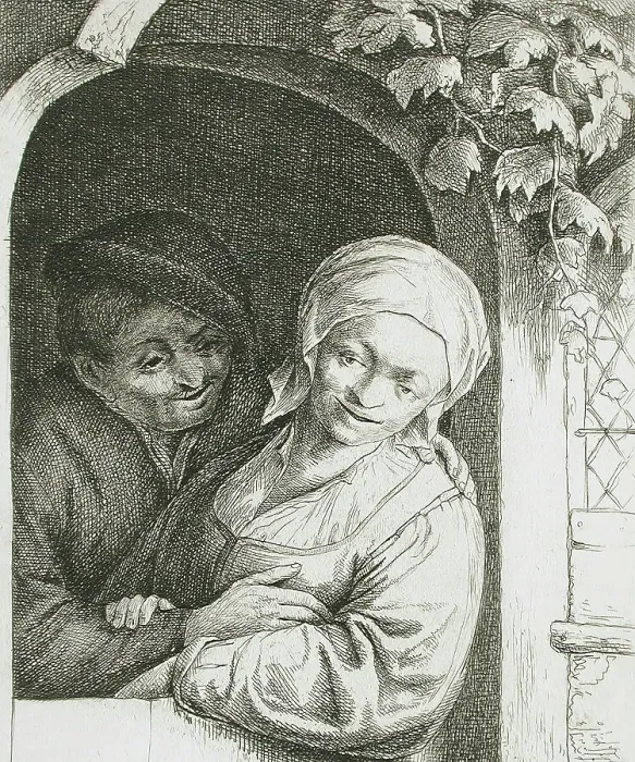 Framed Print : Village Romance, 1667. Creator: Adriaen van Ostade Framed Print : Village Romance, 1667. Creator: Adriaen van Ostade