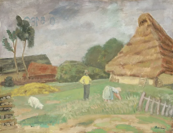 Framed Print : Village scene, 1930-1935. Creator: Robert Bereny Framed Print : Village scene, 1930-1935. Creator: Robert Bereny