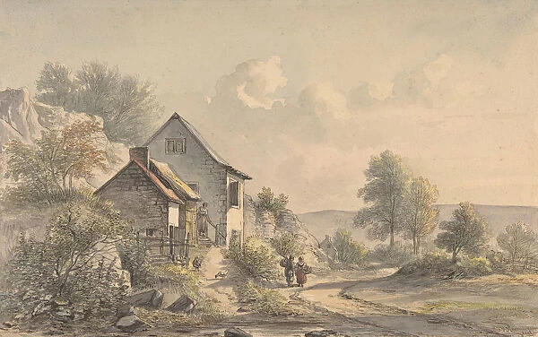 Village Scene with Figures, 19th century. Creator: Jan van Ravenswaay