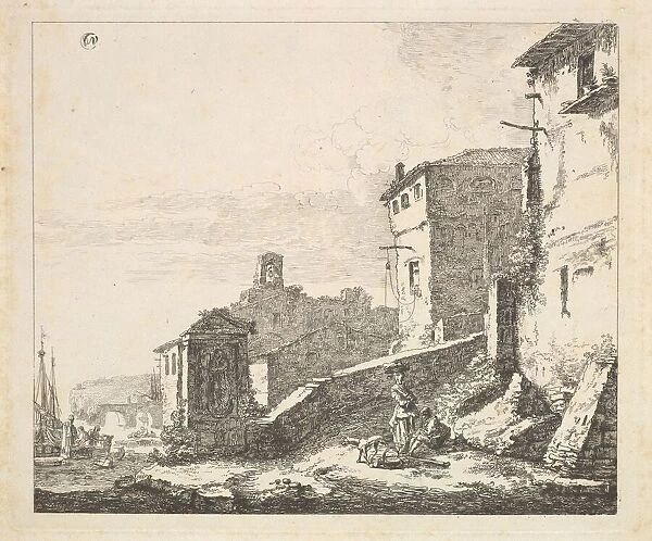 Village Scene with Woman Standing Beside a Seated Man (copy), 17th century