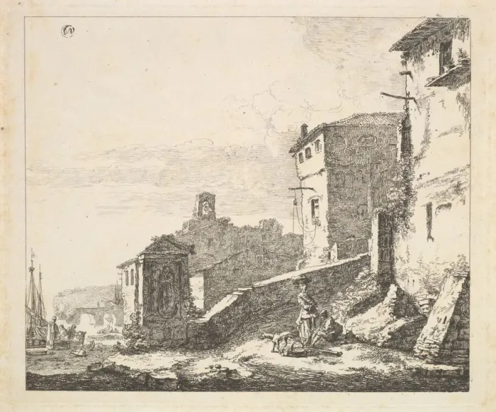 Framed Print : Village Scene with Woman Standing Beside a Seated Man (copy), 17th century Framed Print : Village Scene with Woman Standing Beside a Seated Man (copy), 17th century