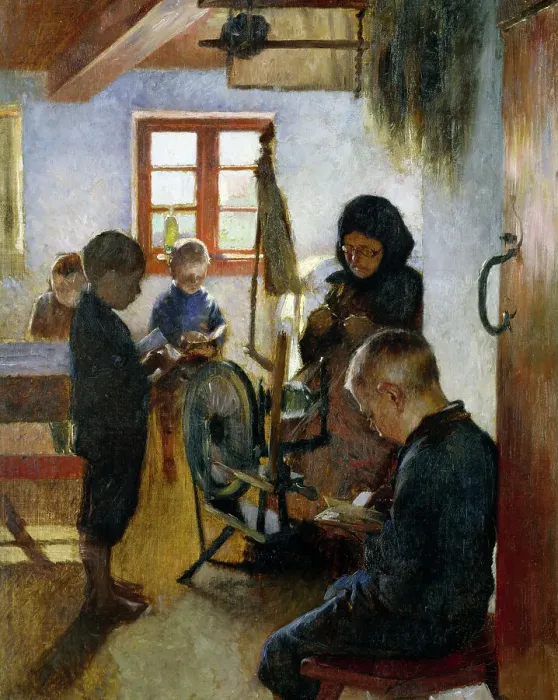 Framed Print : In the Village School, 1884. Creator: Oscar Bjorck Framed Print : In the Village School, 1884. Creator: Oscar Bjorck