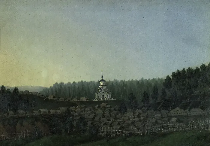 Framed Print : Village of Semiluzhsk, Where There Is Found a Miracle-Working Ikon of St Nikolai the... 1880-1897. Creator: Pavel Mikhailovich Kosharov Framed Print : Village of Semiluzhsk, Where There Is Found a Miracle-Working Ikon of St Nikolai the... 1880-1897. Creator: Pavel Mikhailovich Kosharov