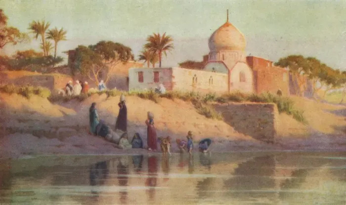Framed Print : Village of Shinbab on the Lower Nile, c1880, (1904). Artist: Robert George Talbot Kelly Framed Print : Village of Shinbab on the Lower Nile, c1880, (1904). Artist: Robert George Talbot Kelly