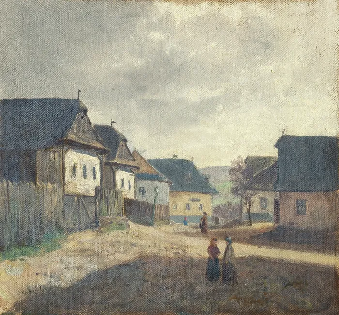 Framed Print : Village square, 1850-1900. Creator: Jan Nowopacky Framed Print : Village square, 1850-1900. Creator: Jan Nowopacky