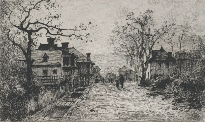 Framed Print : Village Street in Artemare (Ain), 1871. Creator: Adolphe Appian Framed Print : Village Street in Artemare (Ain), 1871. Creator: Adolphe Appian