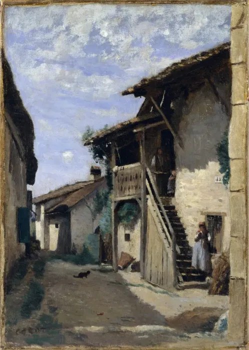 Framed Print : A Village Street: Dardagny, 1852, 1857, or 1863. Creator: Jean-Baptiste-Camille Corot Framed Print : A Village Street: Dardagny, 1852, 1857, or 1863. Creator: Jean-Baptiste-Camille Corot