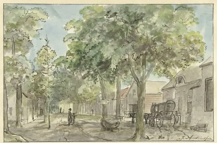 Framed Print : Village street in Lage Vuursche, 1800. Creator: Juriaan Andriessen Framed Print : Village street in Lage Vuursche, 1800. Creator: Juriaan Andriessen