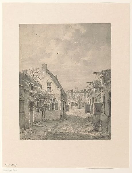 Village street with low houses, 1796-1870. Creator: Bruno van Straaten