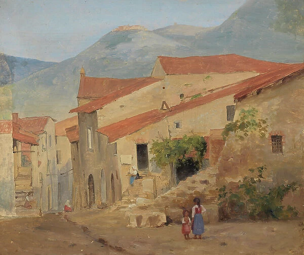 Village Street in the Sabine Mountains, 1830s. Creator: Jorgen Sonne