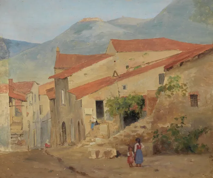 Framed Print : Village Street in the Sabine Mountains, 1830s. Creator: Jorgen Sonne Framed Print : Village Street in the Sabine Mountains, 1830s. Creator: Jorgen Sonne