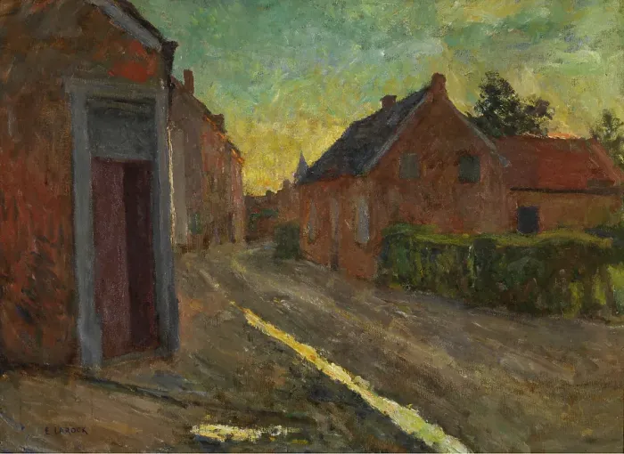 Framed Print : Village Street after a Thunderstorm, 1895. Creator: Evrard Larock Framed Print : Village Street after a Thunderstorm, 1895. Creator: Evrard Larock