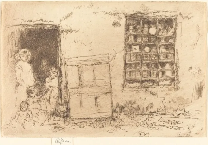 Framed Print : The Village Sweet-Shop, 1887. Creator: James Abbott McNeill Whistler Framed Print : The Village Sweet-Shop, 1887. Creator: James Abbott McNeill Whistler