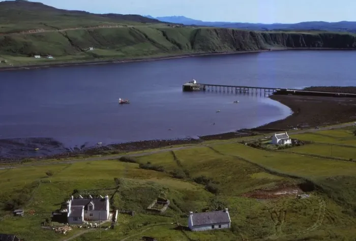 Framed Print : Village of Uig, and Jetty for ferry to outer Hebrides, Isle of Skye, Scotland, 20th century. Artist: CM Dixon Framed Print : Village of Uig, and Jetty for ferry to outer Hebrides, Isle of Skye, Scotland, 20th century. Artist: CM Dixon