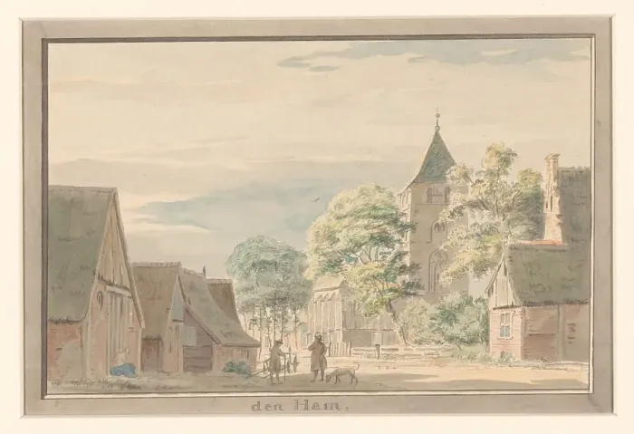 Framed Print : Village view of Den Ham in Overijssel, 1761. Creator: Anon Framed Print : Village view of Den Ham in Overijssel, 1761. Creator: Anon