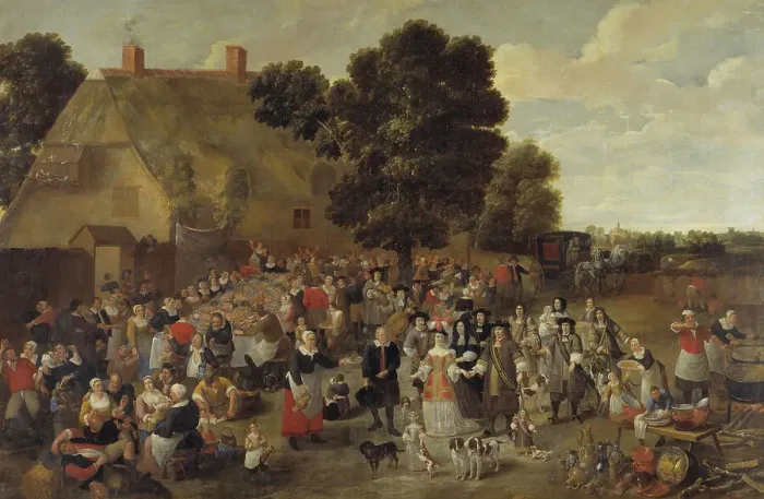 Framed Print : Village Wedding and Open Air Feast, mid 17th century. Creator: School of Mattheus van Helmont Framed Print : Village Wedding and Open Air Feast, mid 17th century. Creator: School of Mattheus van Helmont