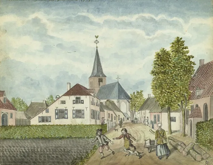 Framed Print : The village of Wehl in Cleefland, 1775. Creator: Jan Brandes Framed Print : The village of Wehl in Cleefland, 1775. Creator: Jan Brandes