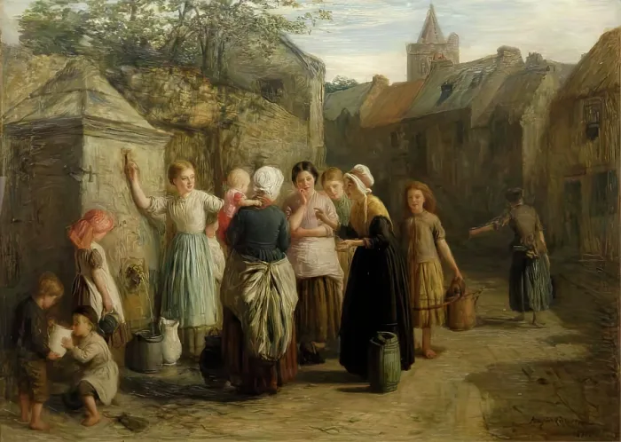 Framed Print : The Village Well, 1871. Creator: Hugh Cameron Framed Print : The Village Well, 1871. Creator: Hugh Cameron