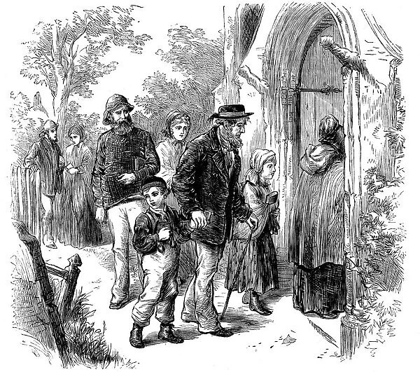 Villagers going to church on Sunday, London, 1872
