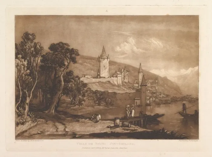 Framed Print : Ville de Thun, Switzerland (Liber Studiorum, part XII, plate 59), January 1, 1816 Framed Print : Ville de Thun, Switzerland (Liber Studiorum, part XII, plate 59), January 1, 1816