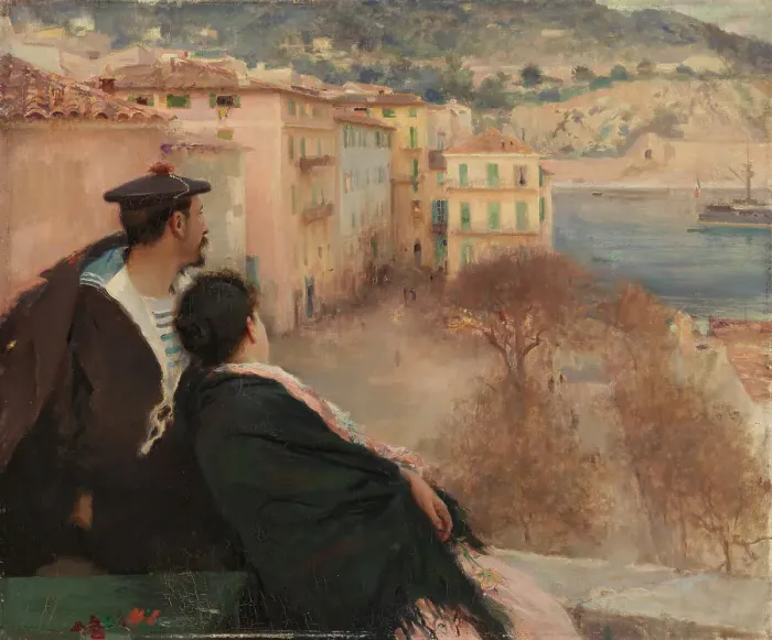 Framed Print : Villefranche Harbour, Nice, 1894. Creator: Jules-Alexis Muenier
