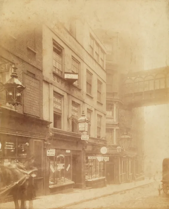 Framed Print : Villiers Street, Strand: the north-east part, including the shop of William Challice...(1890-1899?). Creator: Unknown Framed Print : Villiers Street, Strand: the north-east part, including the shop of William Challice...(1890-1899?). Creator: Unknown