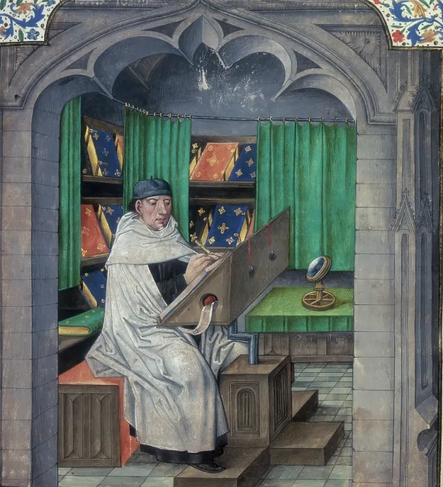 Framed Print : Vincent de Beauvais writing in his study, late 15th century. Creator: Unknown Framed Print : Vincent de Beauvais writing in his study, late 15th century. Creator: Unknown