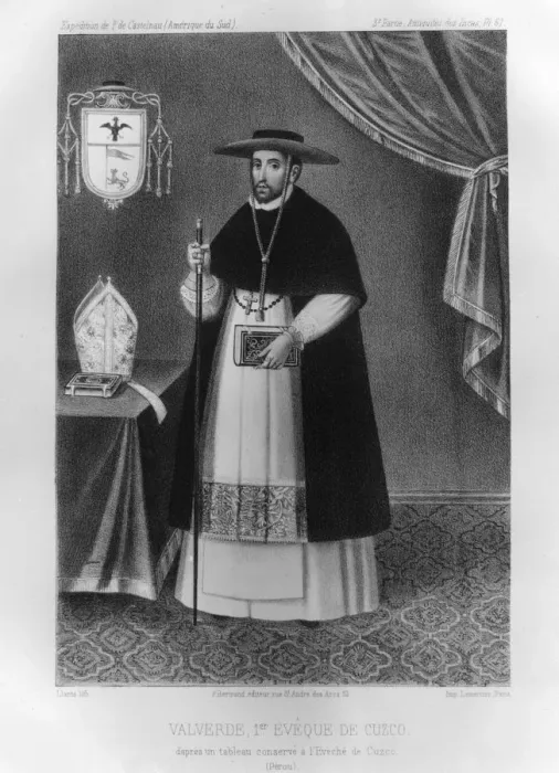 Framed Print : Vincente de Valverde, first Bishop of Cuzco, (1852). Artist: Jacques Francois Gauderique Llanta Framed Print : Vincente de Valverde, first Bishop of Cuzco, (1852). Artist: Jacques Francois Gauderique Llanta