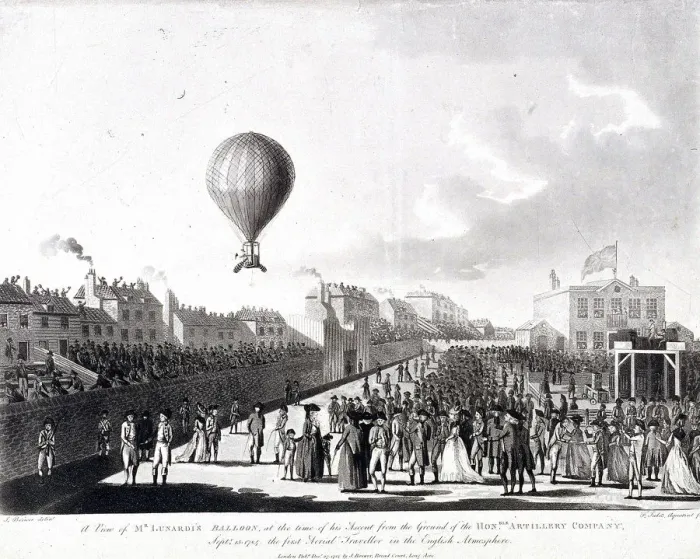 Framed Print : Vincenzo Lunardis balloon ascending from Artillery Ground, City Road, Finsbury, London, 1784 Framed Print : Vincenzo Lunardis balloon ascending from Artillery Ground, City Road, Finsbury, London, 1784