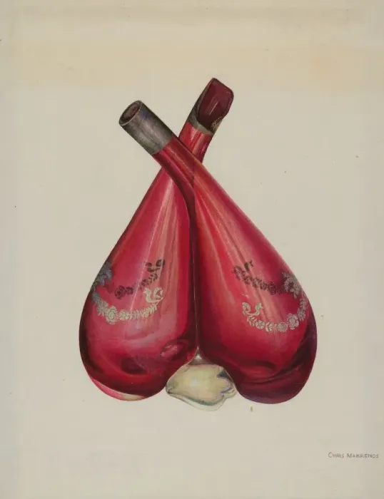 Framed Print : Vinegar and Oil Bottle, c. 1939. Creator: Chris Makrenos Framed Print : Vinegar and Oil Bottle, c. 1939. Creator: Chris Makrenos