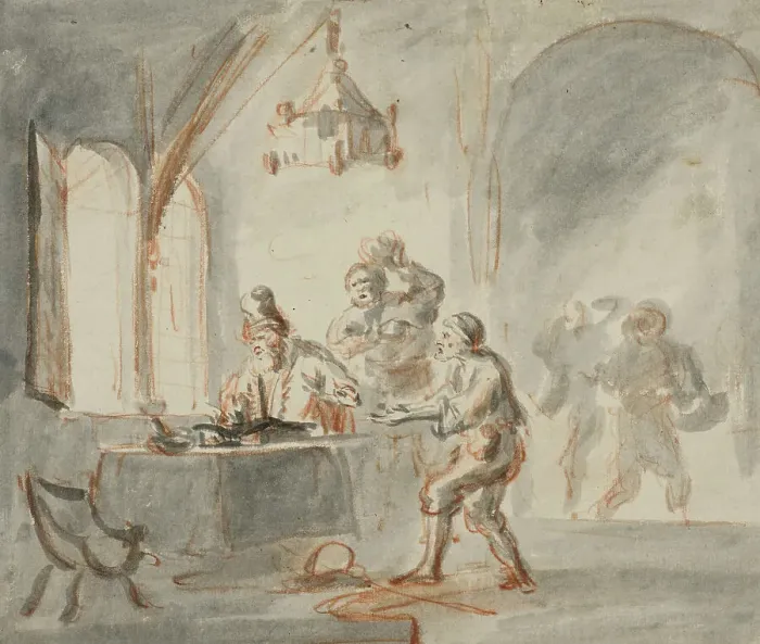 Framed Print : The vineyard workers receive their wages, mid 17th century. Creator: Rembrandt Harmensz van Rijn Framed Print : The vineyard workers receive their wages, mid 17th century. Creator: Rembrandt Harmensz van Rijn