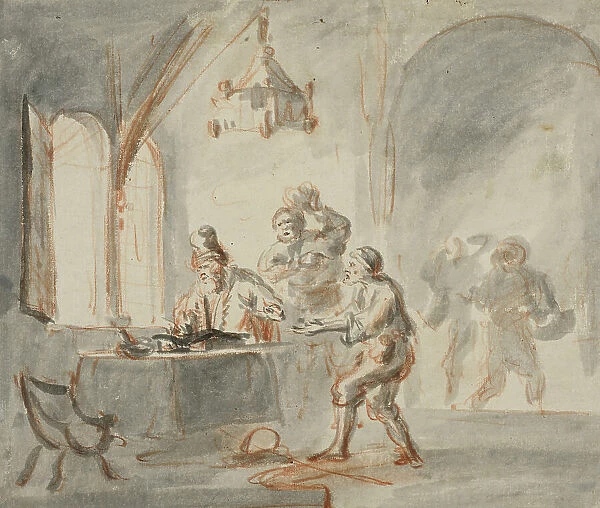 The vineyard workers receive their wages, mid 17th century. Creator: Rembrandt Harmensz van Rijn