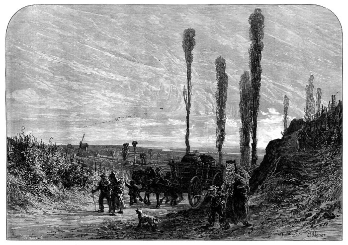 Framed Print : The Vintage in France: grape gatherers returning, 1873. Creator: William James Palmer Framed Print : The Vintage in France: grape gatherers returning, 1873. Creator: William James Palmer