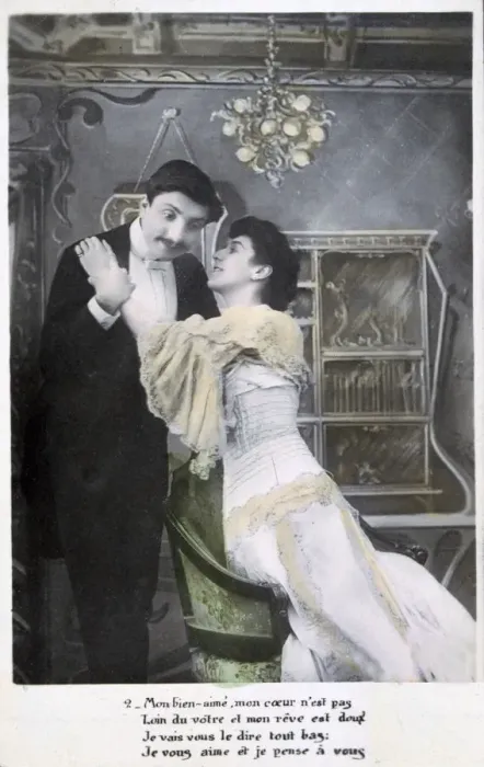 Framed Print : Vintage French postcard, c1900 Framed Print : Vintage French postcard, c1900