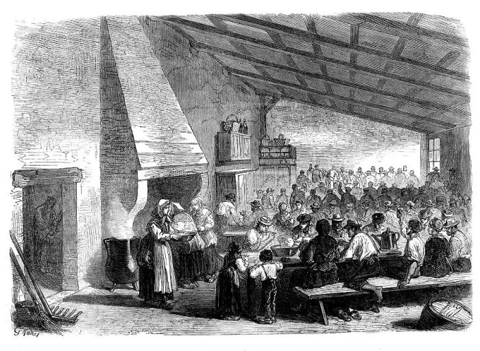 Framed Print : The Vintage of Medoc: labourers in the vineyard at their meals, 1871. Creator: Unknown Framed Print : The Vintage of Medoc: labourers in the vineyard at their meals, 1871. Creator: Unknown