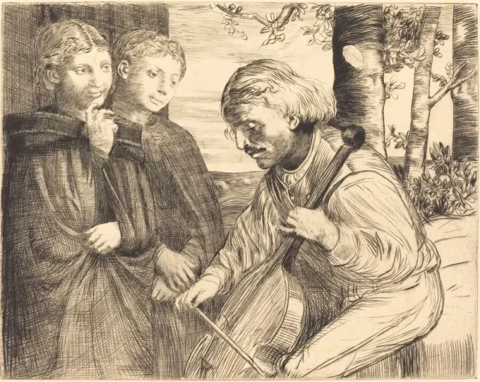 Framed Print : Viol Player (Le joueur de viole). Creator: Alphonse Legros Framed Print : Viol Player (Le joueur de viole). Creator: Alphonse Legros