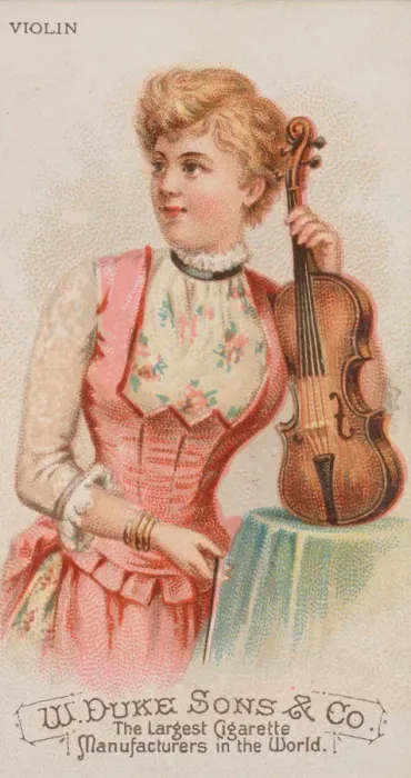 Framed Print : Violin, from the Musical Instruments series (N82) for Duke brand cigarettes, 1888. 1888 Framed Print : Violin, from the Musical Instruments series (N82) for Duke brand cigarettes, 1888. 1888