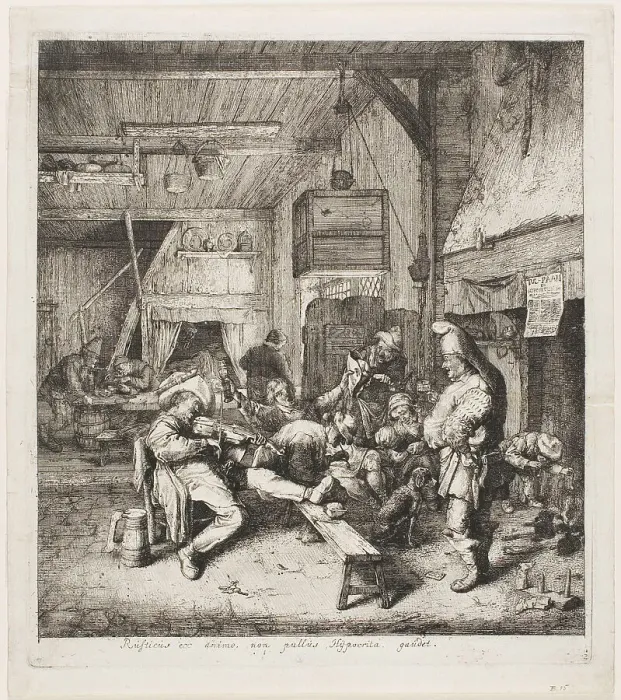 Framed Print : Violin Player Seated in the Inn, 1685. Creator: Cornelis Dusart Framed Print : Violin Player Seated in the Inn, 1685. Creator: Cornelis Dusart