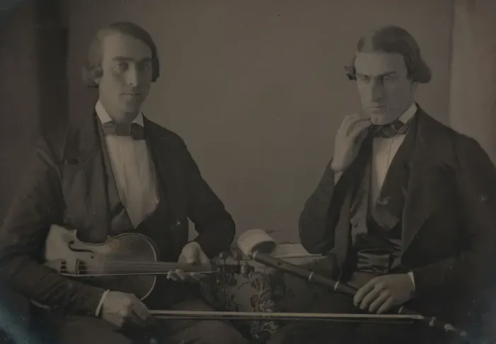 Framed Print : Violinist and Flute Player, ca. 1847