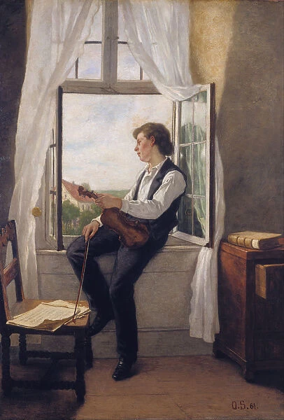 The Violinist at the Window. Artist: Scholderer, Franz Otto (1834-1902)