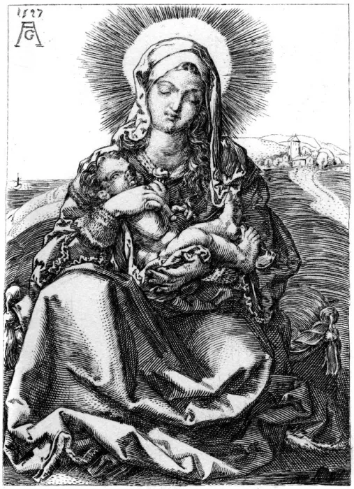 Framed Print : The Virgin, 1527 (1849). Artist: Heinrich Aldegrever Framed Print : The Virgin, 1527 (1849). Artist: Heinrich Aldegrever