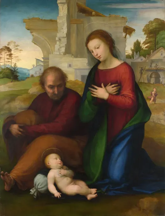 Framed Print : The Virgin adoring the Child with Saint Joseph, before 1511 Framed Print : The Virgin adoring the Child with Saint Joseph, before 1511
