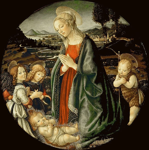 The Virgin Adoring the Christ Child with Saint John the Baptist and Two Angels, Last quarter of 15th Creator: Botticini, Francesco (1446-1497)