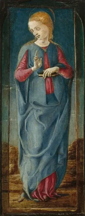Framed Print : The Virgin Annunciate [middle right panel], c. 1470  /  1480. Creator: CosmeTura