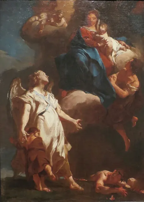 Framed Print : The Virgin Appearing to the Guardian Angel, between c1717 and c1718. Creator: Giovanni Battista Piazzetta Framed Print : The Virgin Appearing to the Guardian Angel, between c1717 and c1718. Creator: Giovanni Battista Piazzetta